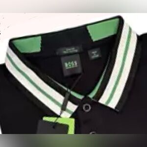 NEW HUGO BOSS POLO SHIRT XL SLIM FIT 3 BUTTON BLACK GREEN WHITE